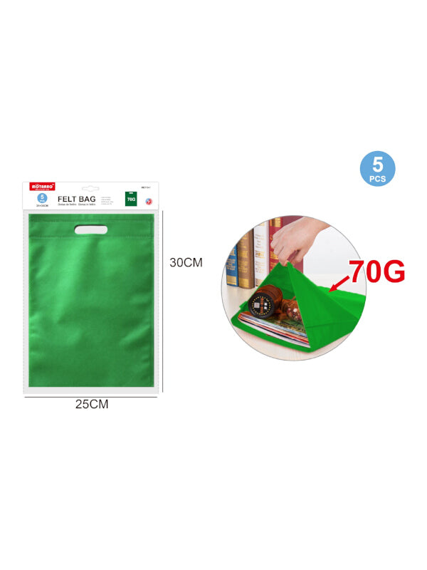 Motarro Felt Bag - Green, 25x30 cm, 70 g, 5-Piece