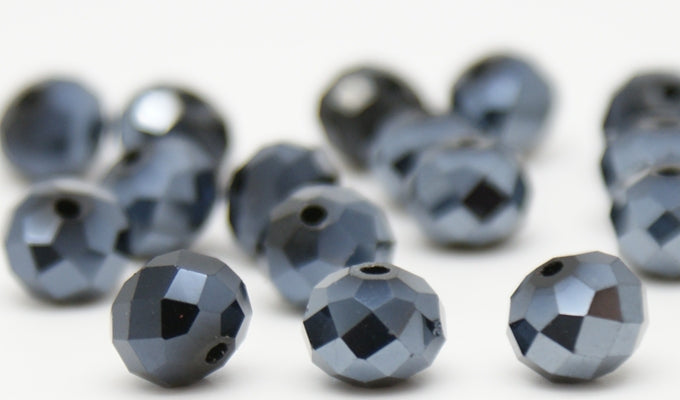 Glass Crystal Rondelle Metallic Faceted 3x4 mm (hole 1.0 mm)