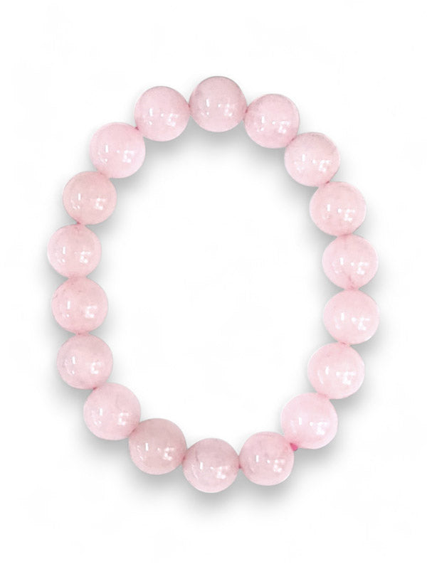 Earth Stone Bracelet Elasticated - Rose Quartz, Round