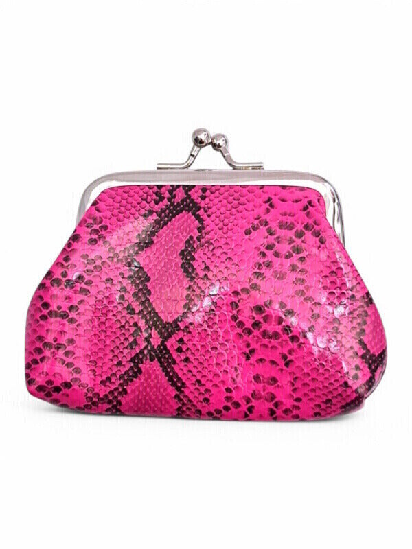 PURSE - PINK - SNAKE SKIN - ±7.5×9.5×2 Cm