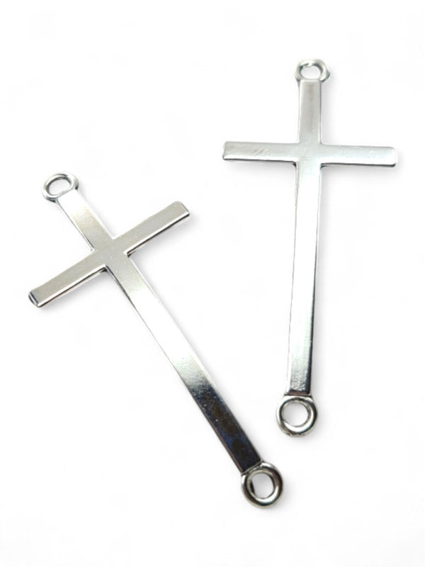 Metal Charm - Cross ±51×22 mm ±25-Piece (image On 1 Side Only)