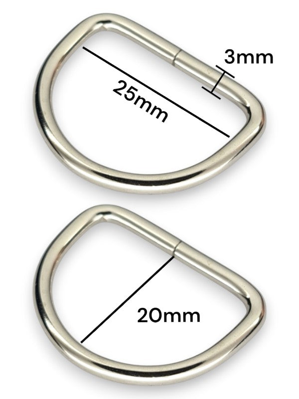 D - Ring - Silver, Inside: Width 25 mm, Height 20 mm, Thickness 3 mm, ±100-Piece