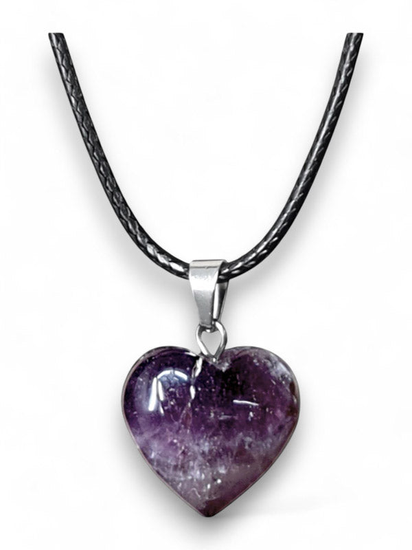 Earth Stone Beads - Heart, Amethyst