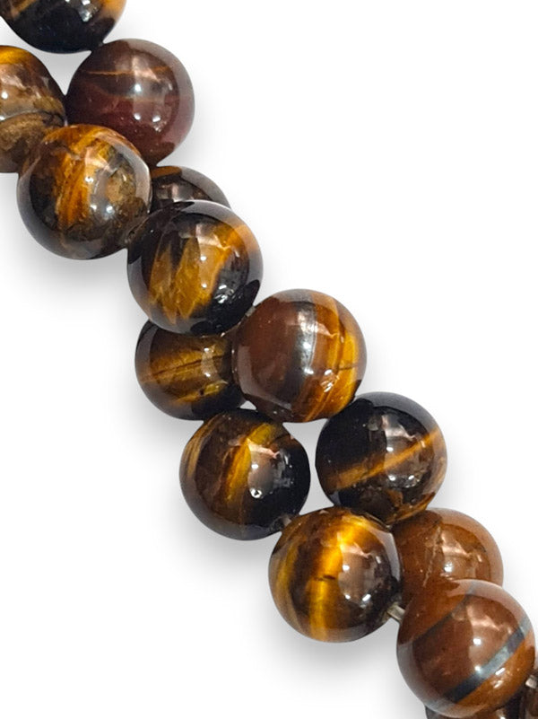 Semi - Precious Stone Beads - Tiger Eye, 12 mm, ±32-Piece