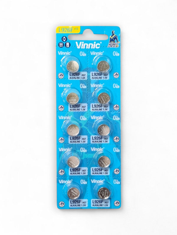 Vinnic Alkaline 1.5v Cell Battery - Equivalent For Lr9267 / Ag7, Size 9.5x2.7