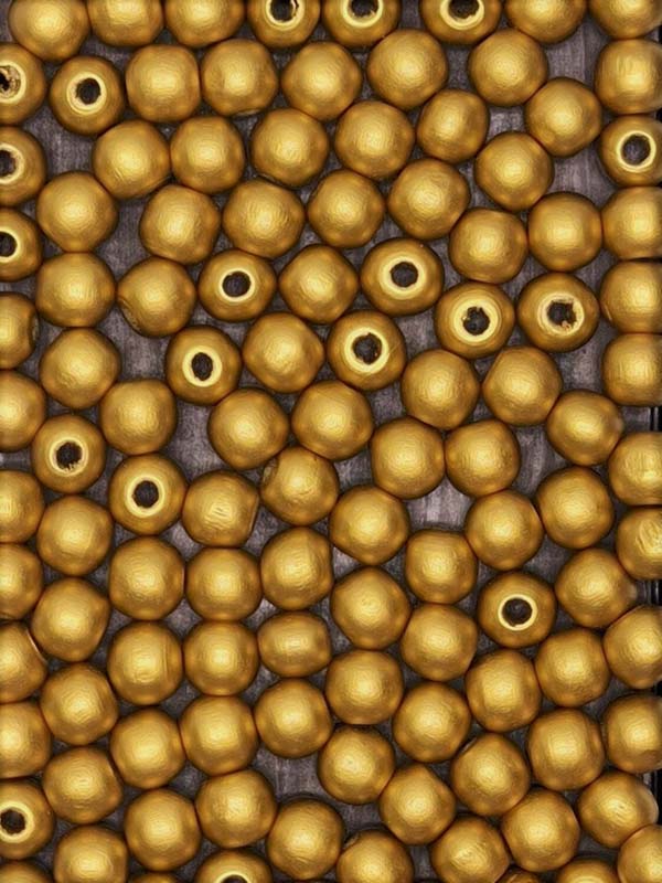 Painted Wooden Beads - 20 mm Gold