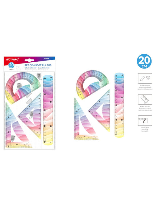 Motarro Soft Ruler - 20 cm, 4-Piece
