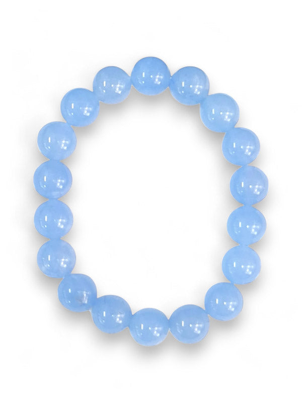 Earth Stone Bracelet Elasticated - Blue Agate, Round