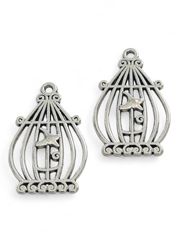 Metal Charm - Bird Cage ±33×20 mm ±30-Piece (image On 1 Side Only)