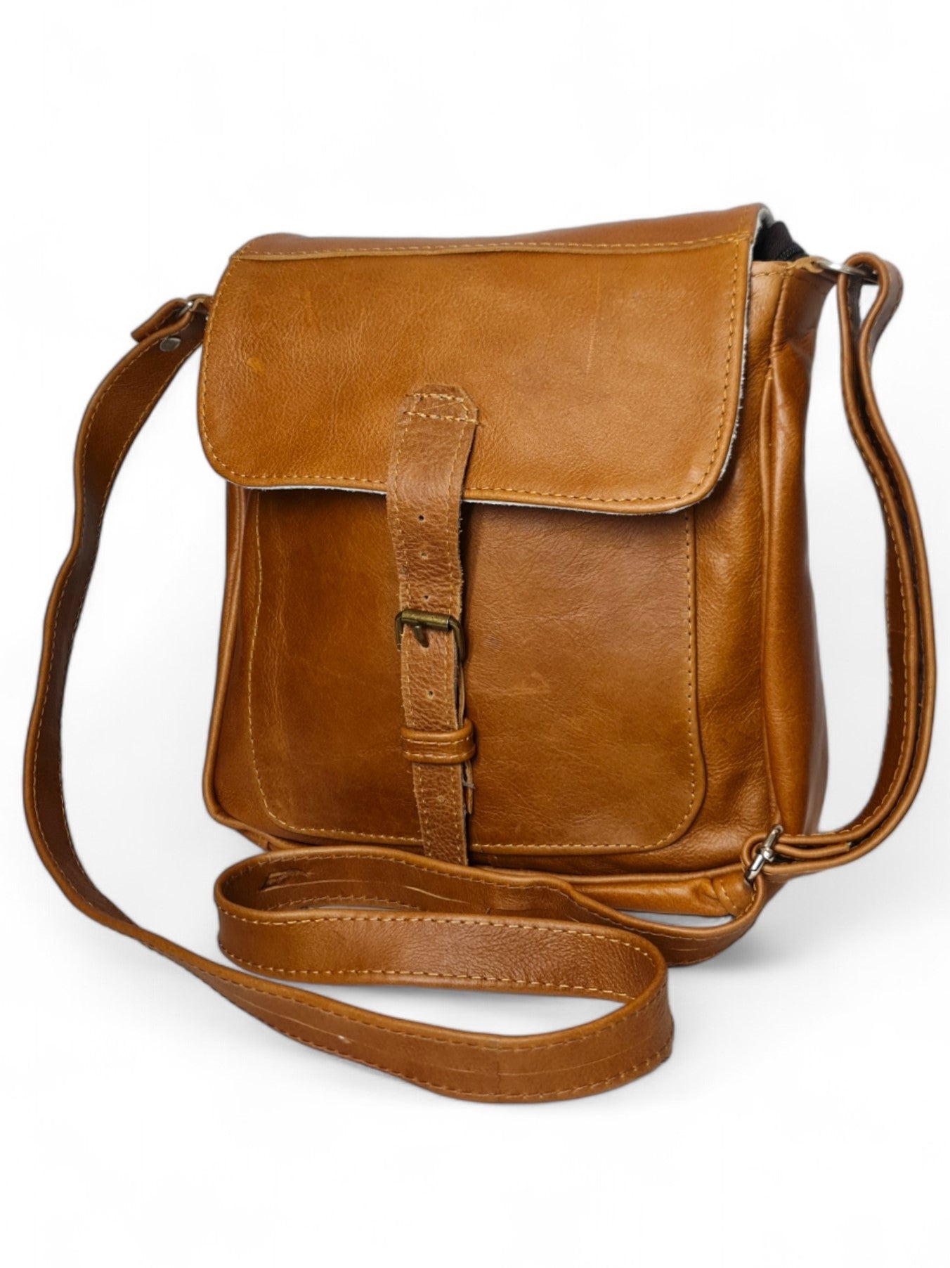 Leather BAG - TAN - ±30×26×7 Cm