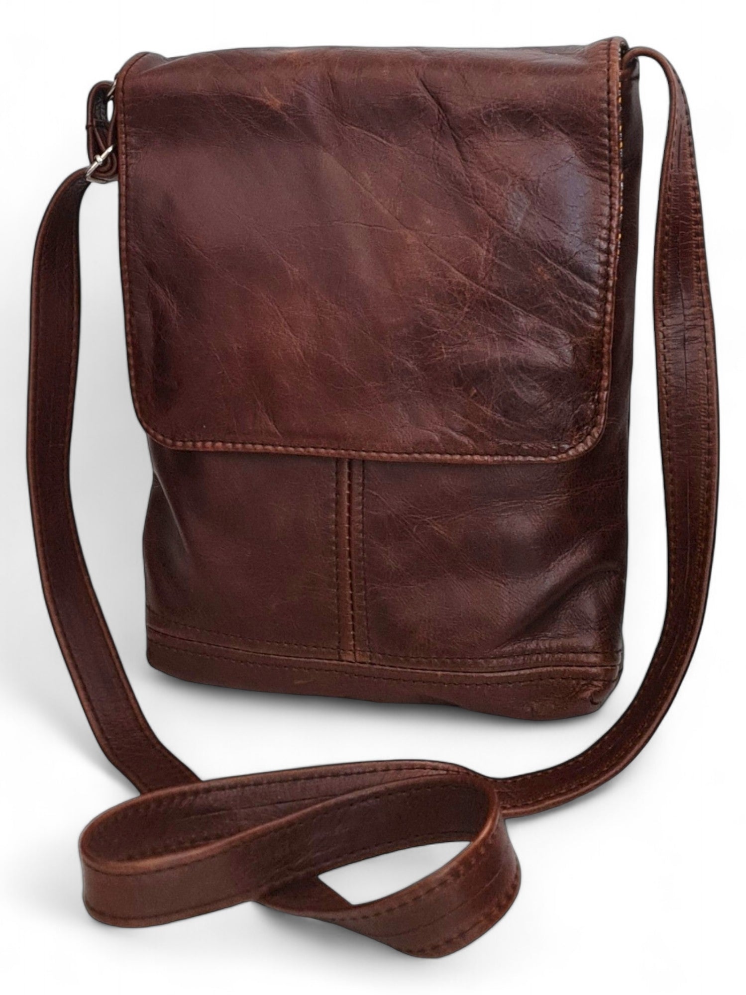 Leather SLING BAG - LARGE - BROWN ±29×23×7 Cm