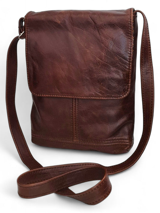 Leather SLING BAG - LARGE - BROWN ±29×23×7 Cm