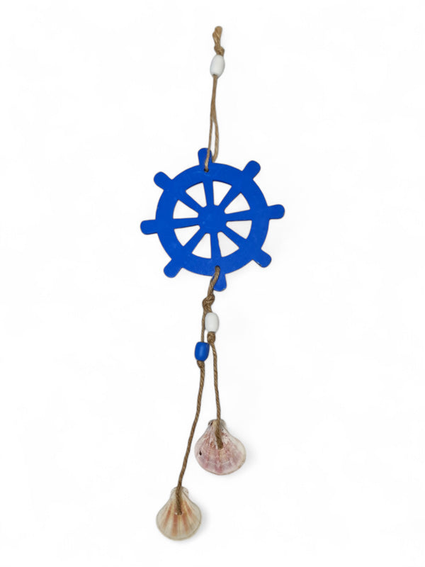 Nautical Hanging Boat Wheel - White ±12×42 cm