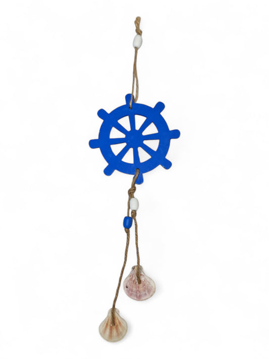 Nautical Hanging Boat Wheel - White ±12×42 cm