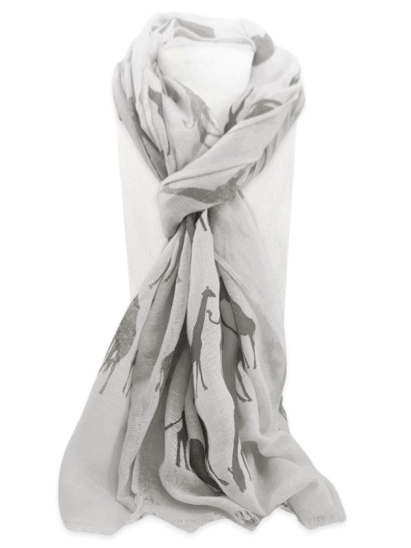Scarf - Giraffes, Grey, ±188×70 cm