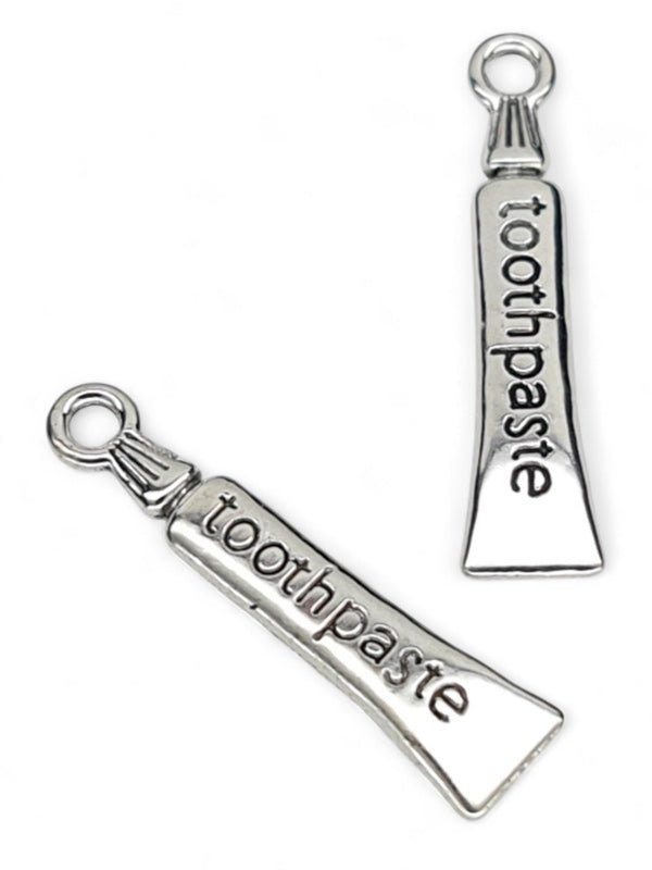 Metal Charm - Toothpaste ±28×7 mm ±40-Piece (image On 2 Sides)