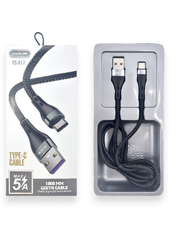 Yesplus Ys - 817 - Type C Cable, Charging Cable, Fast Transmission, Up To 5A High Current Transmission, 1 m Cable