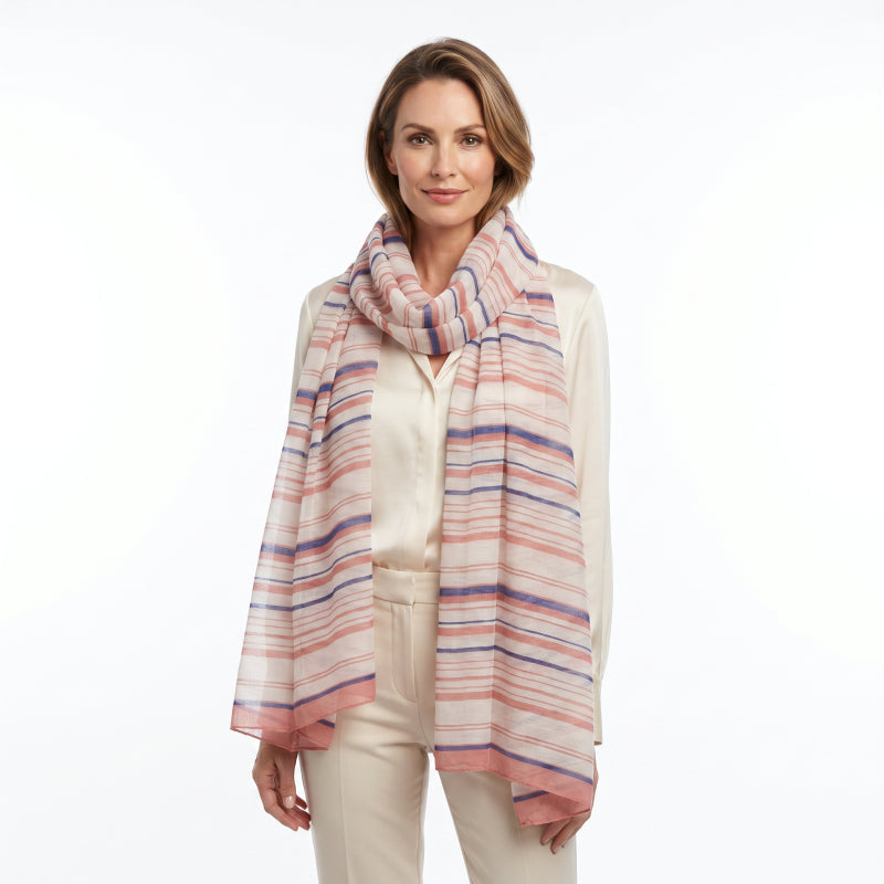 Scarf Multi Stripe - Pink, +/ - 180x90 cm