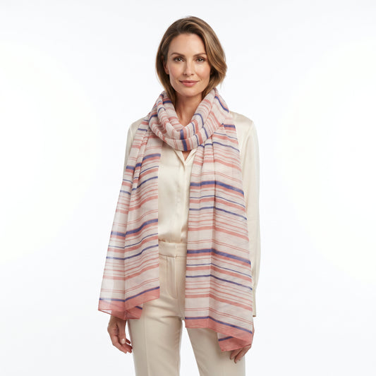 Scarf Multi Stripe - Pink, +/ - 180x90 cm