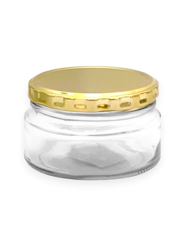 Glass Jar - Metal Gold Lid, 200 ml, ±50×90 mm
