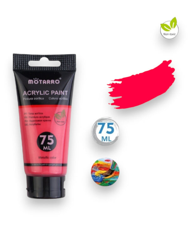 Motarro Acrylic Paint - Metallic, Dark Pink, 75 ml