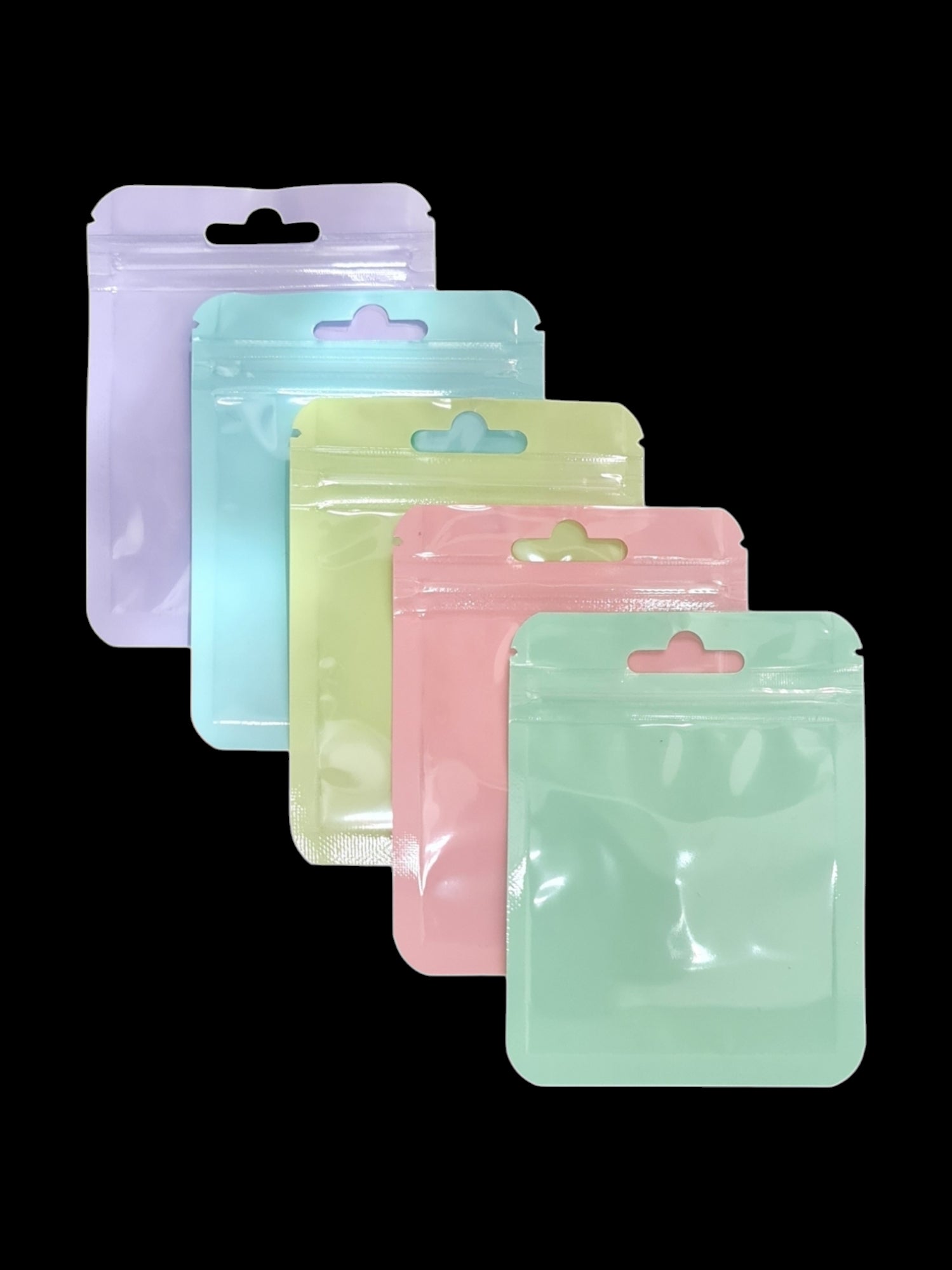 PET Ziplock BAG - Transparent FRONT WITH MIXED Colour Backing - Outside ±7.5×10 Cm - Inside ±6.2×7 Cm - Thickness 80 Microns 