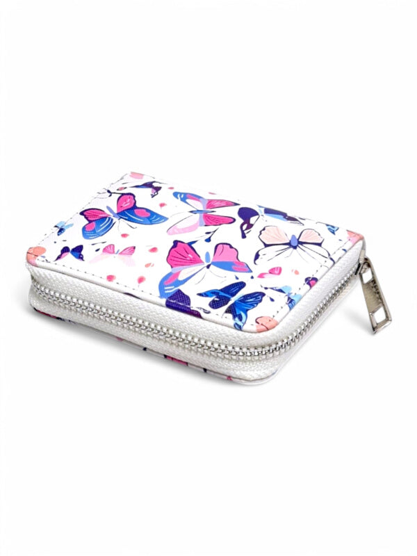 Wallet - Butterflies - WHITE - CAN HOLD CASH AND CARDS - ±9×11×2.5 Cm
