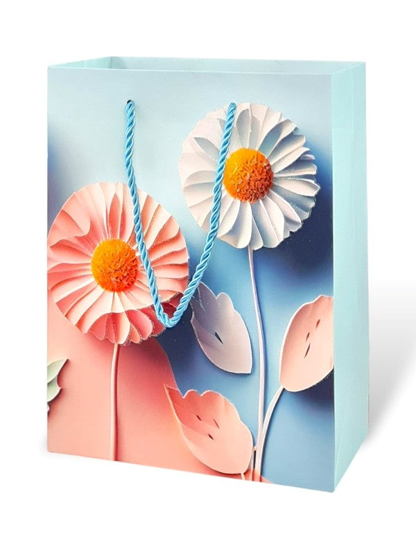 Giftbag Flower PRNT with Glitter 18*23*10c - Blue