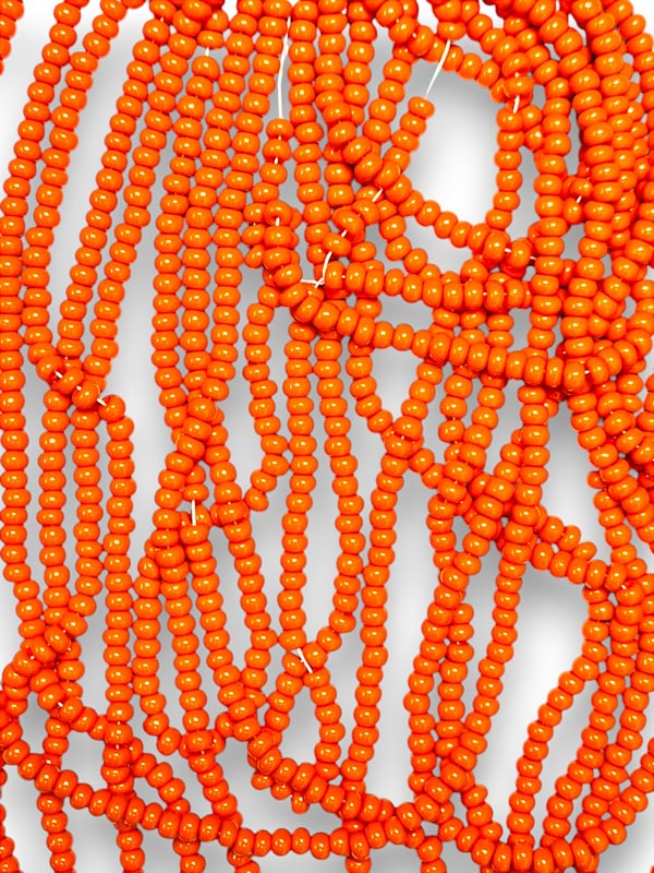 Glass Czech Beads On String - Orange, Size 5/0, 1/4kgm