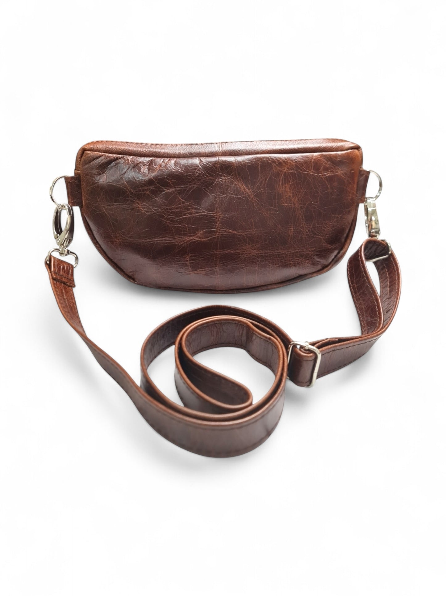 Leather Adjustable Crossbody SLING BAG - BROWN - ±14×25×5 Cm
