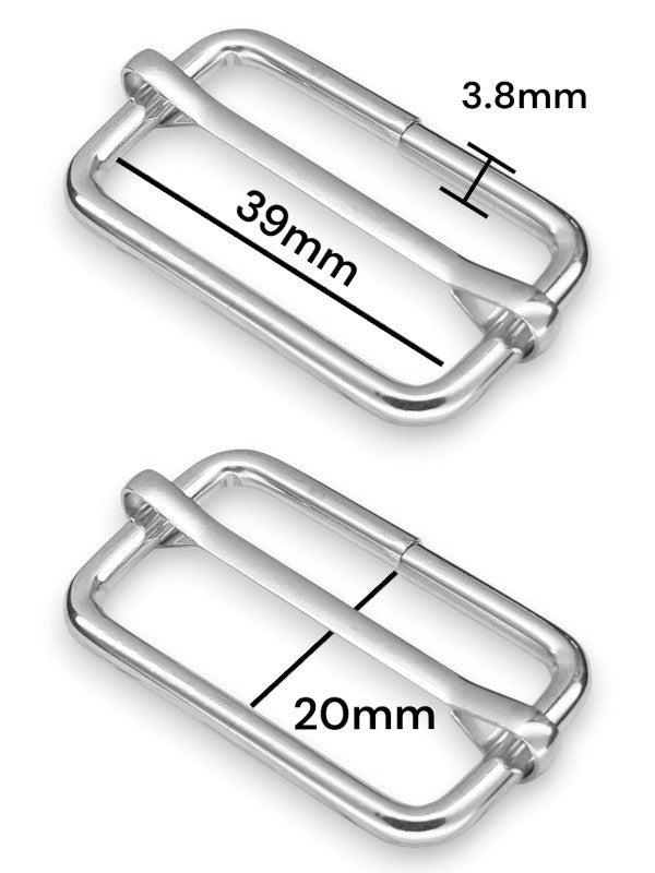 Slider - Silver, Inside: Width 39 mm, Height 20 mm, Thickness 3.8 mm, ±10-Piece