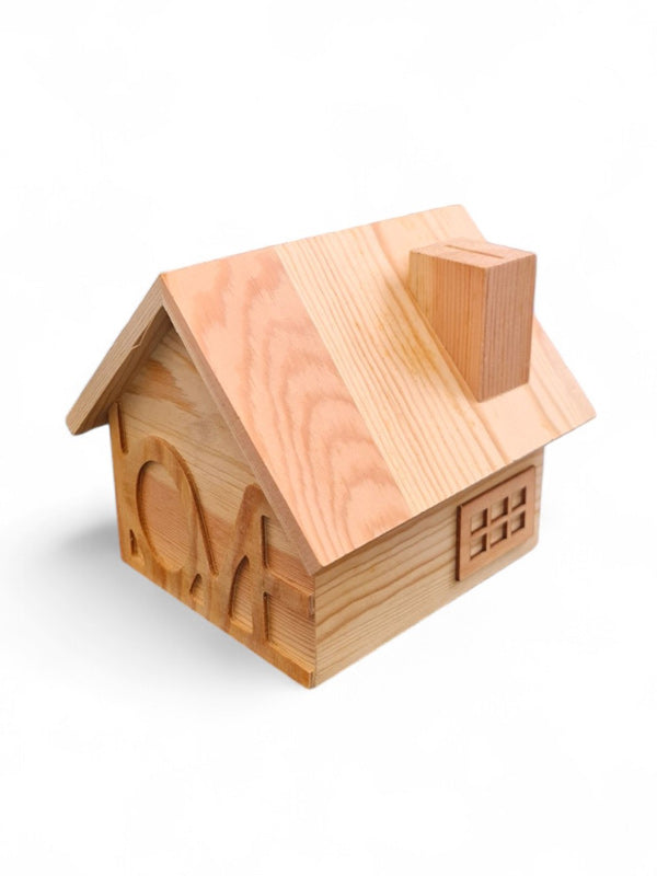 Wooden Craft House Money Box ±14.5×14×13 cm