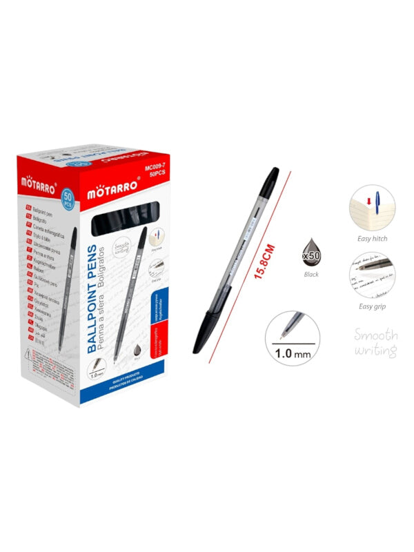 Motarro Ballpoint Pen - Black, 1.0 mm, 50-Piece