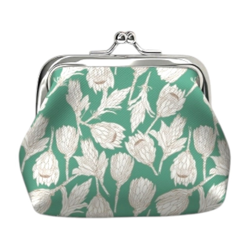 COIN PURSE - WHITE Protea - Green