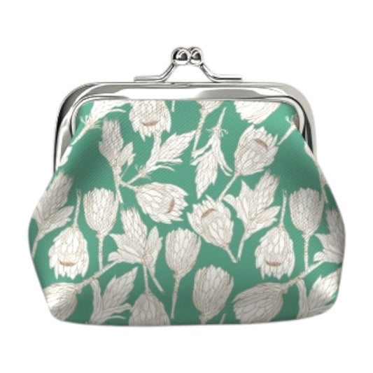 COIN PURSE - WHITE Protea - Green
