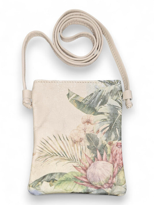 Leather Protea SLING BAG - Protea WITH Leaves - ±19.5×15.5×1 Cm