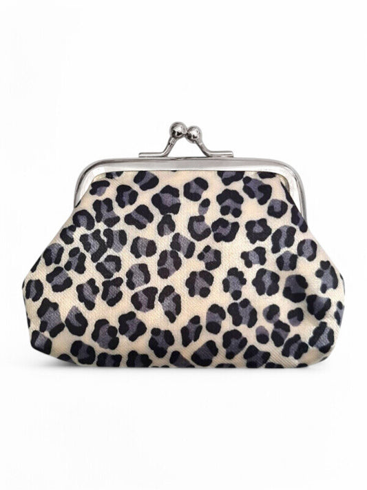 PURSE - GREY - Leopard PRINT - ±7.5×9.5×2 Cm