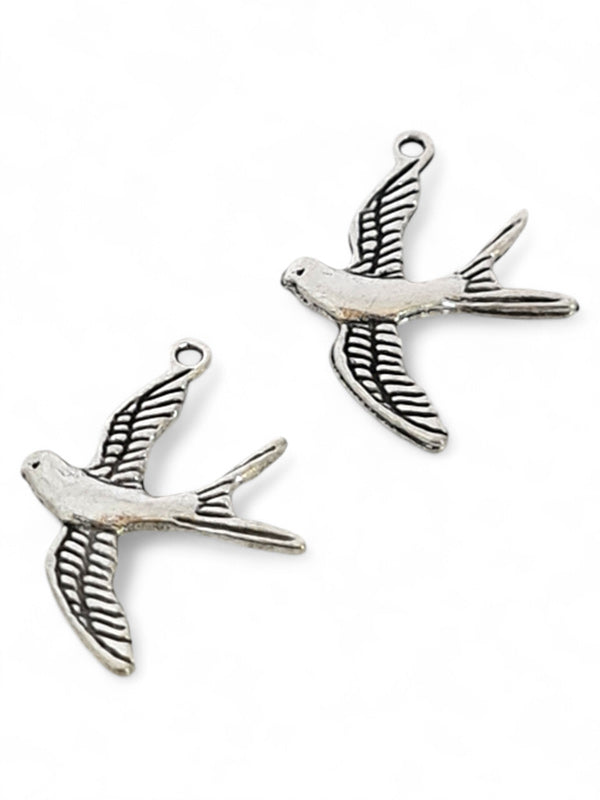 Metal Charm - Bird ±29×22 mm ±40-Piece (image On 1 Side Only)
