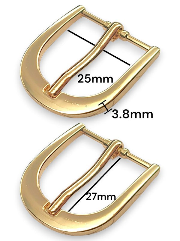 Buckle - Gold, Inside: Width 25 mm, Height 27 mm, Thickness 3.8 mm, ±5-Piece