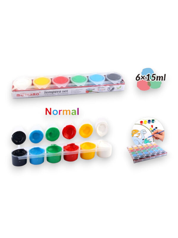 Motarro Tempera Set Paint - Normal Colours, 6x15 ml