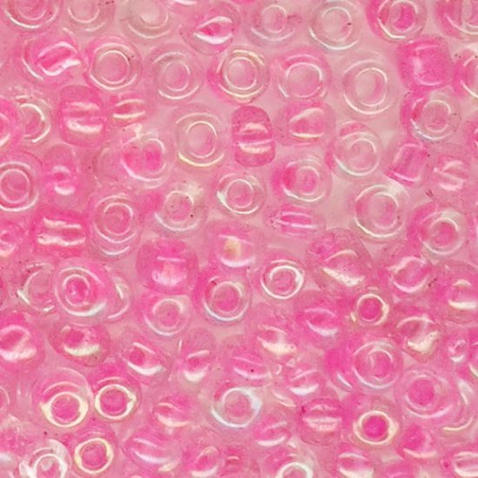 Seed Beads - Size 6/0, Trans Inner Rainbow Colour Dark Pink