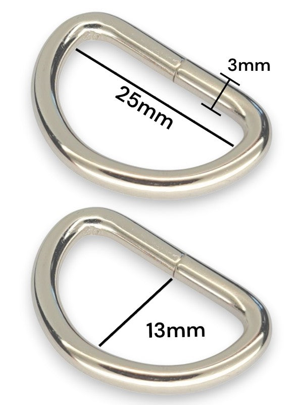 D - Ring - Silver, Inside: Width 25 mm, Height 13 mm, Thickness 3 mm, ±100-Piece