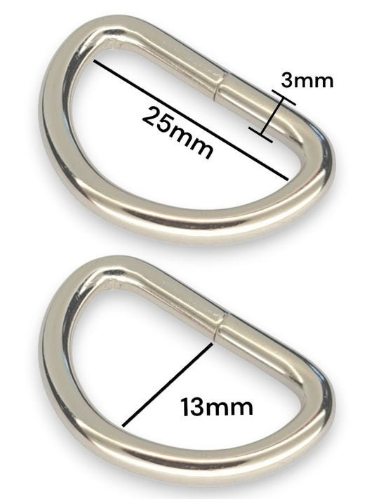 D - Ring - Silver, Inside: Width 25 mm, Height 13 mm, Thickness 3 mm, ±100-Piece