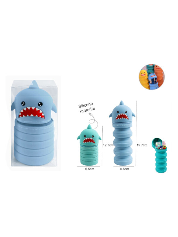 Motarro Silicone Pencil Case - Shark, Blue