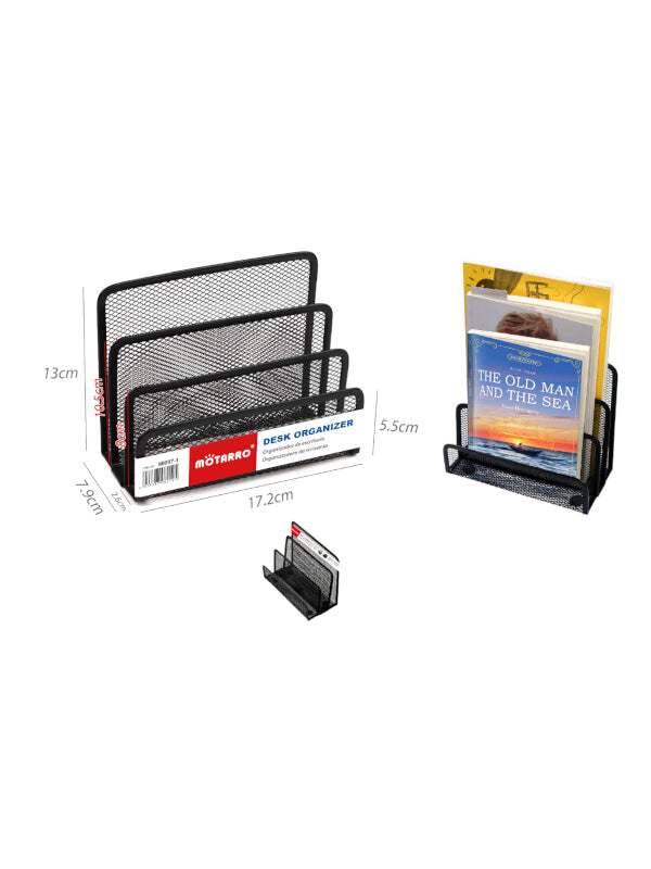 Motarro Desk Organiser - Black, 14x17.5x7.5 cm