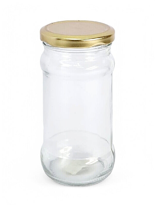 Glass Jar - Metal Gold Lid, 300 ml, ±125×60 mm