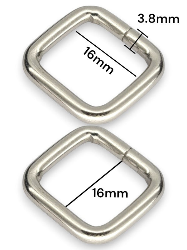Square Ring - Silver, Inside: Width 16 mm, Height 16 mm, Thickness 3.8 mm, ±50-Piece