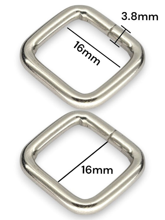 Square Ring - Silver, Inside: Width 16 mm, Height 16 mm, Thickness 3.8 mm, ±50-Piece
