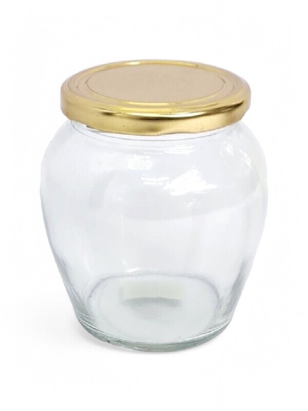 Glass Jar - Metal Gold Lid, 530 ml, ±100×95 mm
