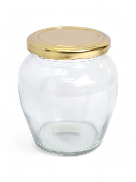 Glass Jar - Metal Gold Lid, 530 ml, ±100×95 mm